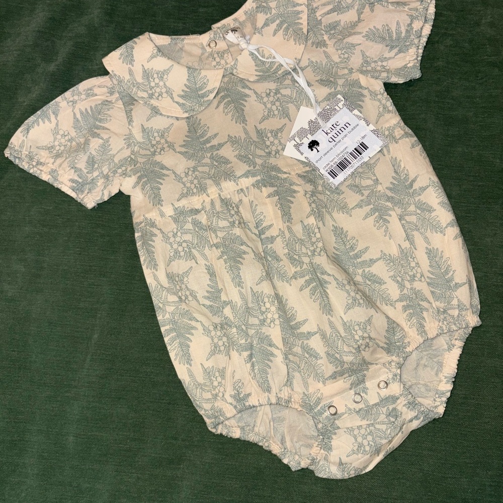 Jadeite Floral Baby Romper in Cream and Green